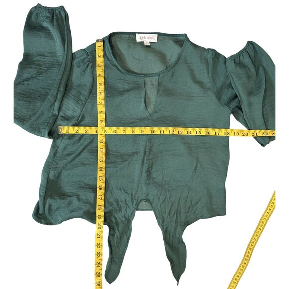 Pink Rose Size Small Woman Baggy Solid Tops Blouse Whit Knot Front - Picture 4 of 7